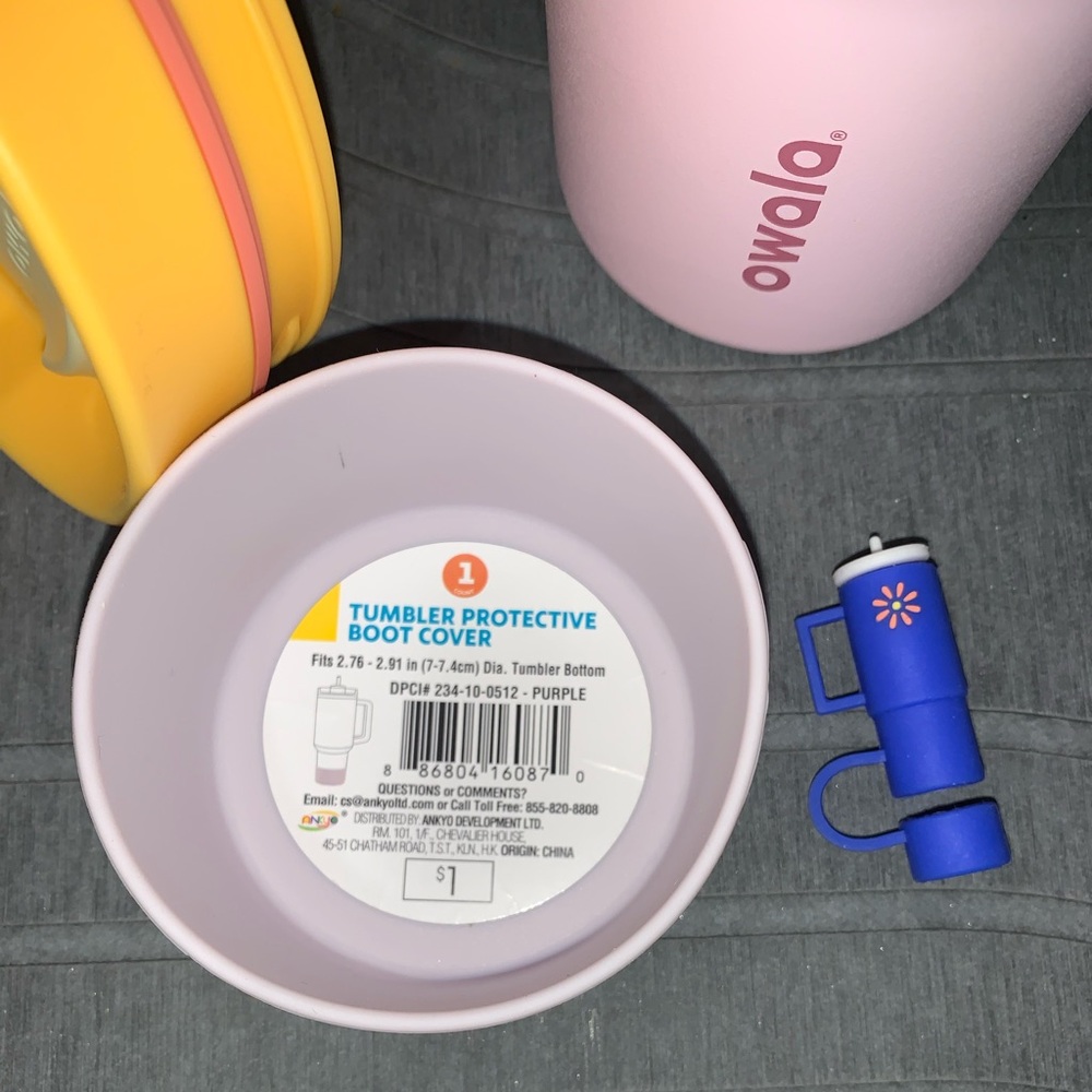 Owala Pink Tumbler with Straw Topper and Boot - Picture 2 of 3